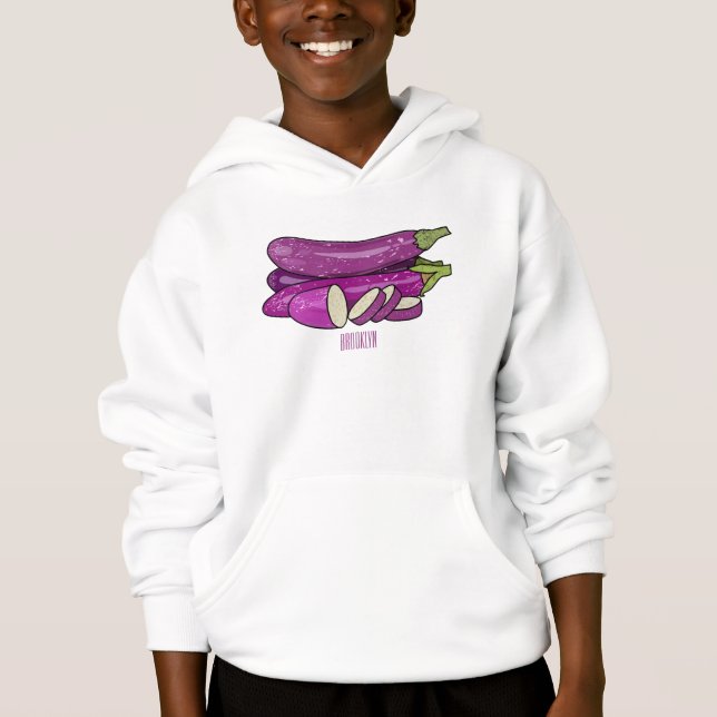 Eggplant Cartoon-Abbildung Hoodie (Vorderseite)