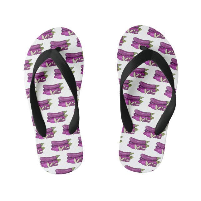 Eggplant Cartoon-Abbildung Kinderbadesandalen (Fußbett)