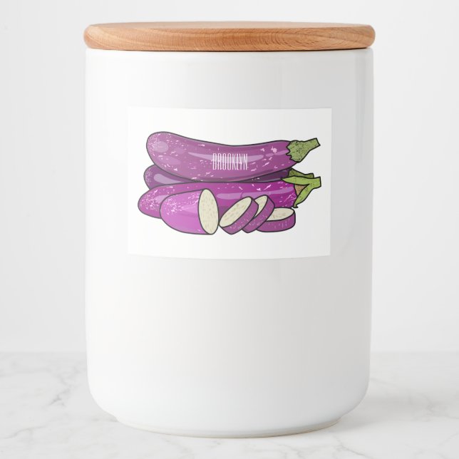 Eggplant Cartoon-Abbildung Lebensmitteletikett (Vorderseite)