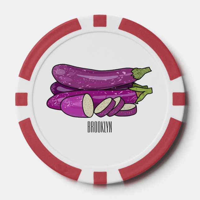 Eggplant Cartoon-Abbildung Pokerchips (Vorderseite)