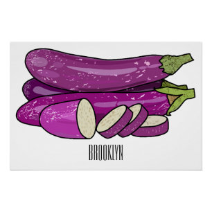 Eggplant Cartoon-Abbildung Poster