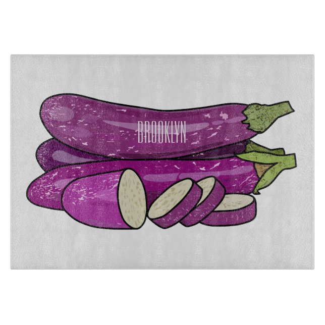 Eggplant Cartoon-Abbildung Schneidebrett (Vorderseite)