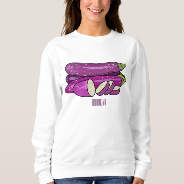 Eggplant Cartoon-Abbildung Sweatshirt (Vorderseite)