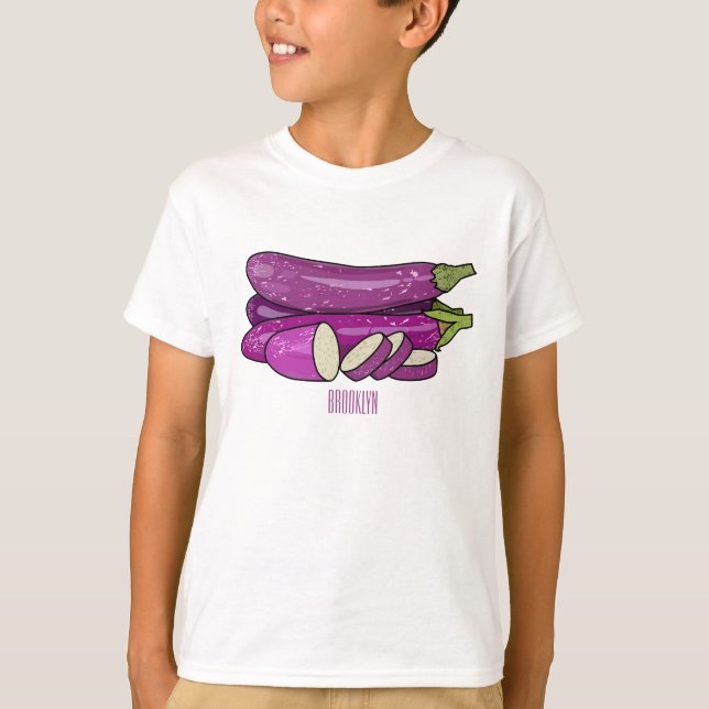 Eggplant Cartoon-Abbildung T-Shirt (Vorderseite)