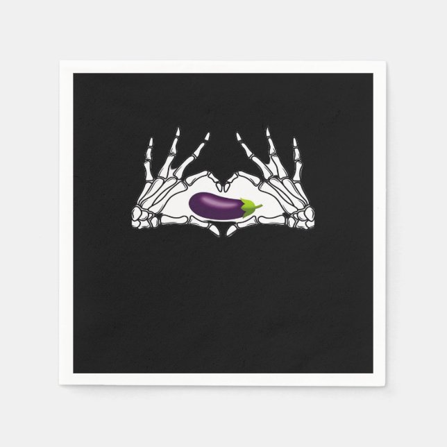Eggplant Classic - Skeleton Hands Herz Serviette (Vorderseite)