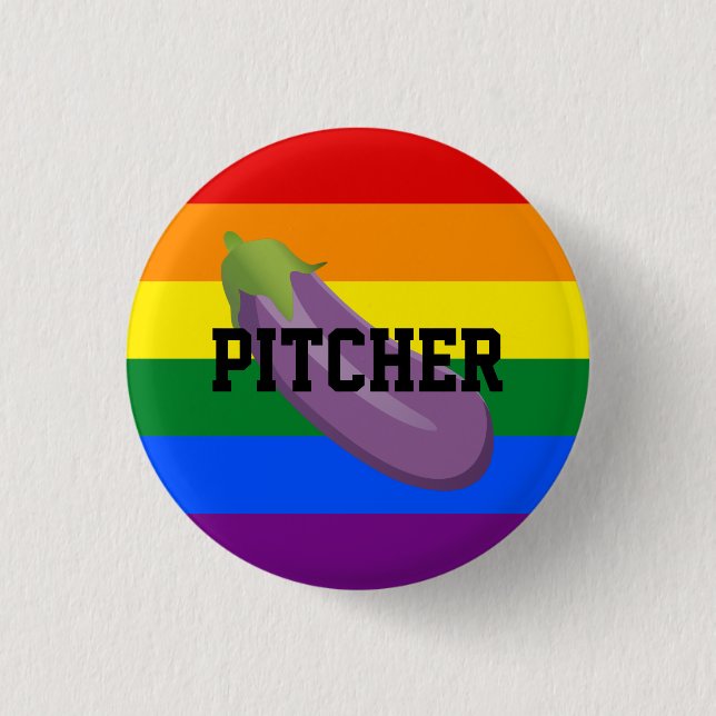 Eggplant Emoji Gay Top Button (Vorderseite)
