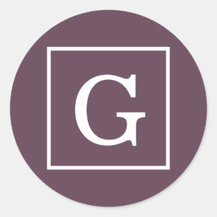 Eggplant Gerahmtes Anfangsmonogramm Runder Aufkleber