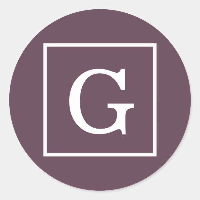 Eggplant Gerahmtes Anfangsmonogramm Runder Aufkleber (Vorderseite)