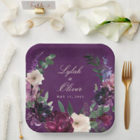 Eggplant Lila Blumenzwiebelpapier-Teller