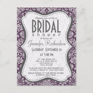 Eggplant Lila Damask Einladungspostkarte