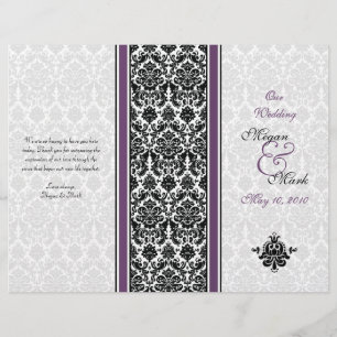 Eggplant Lila Damask Wedding Program