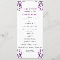 Eggplant Lila Damask Wedding Program