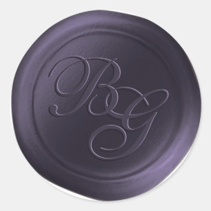 Eggplant Lila Double Monogram Wax Siegel Stickers