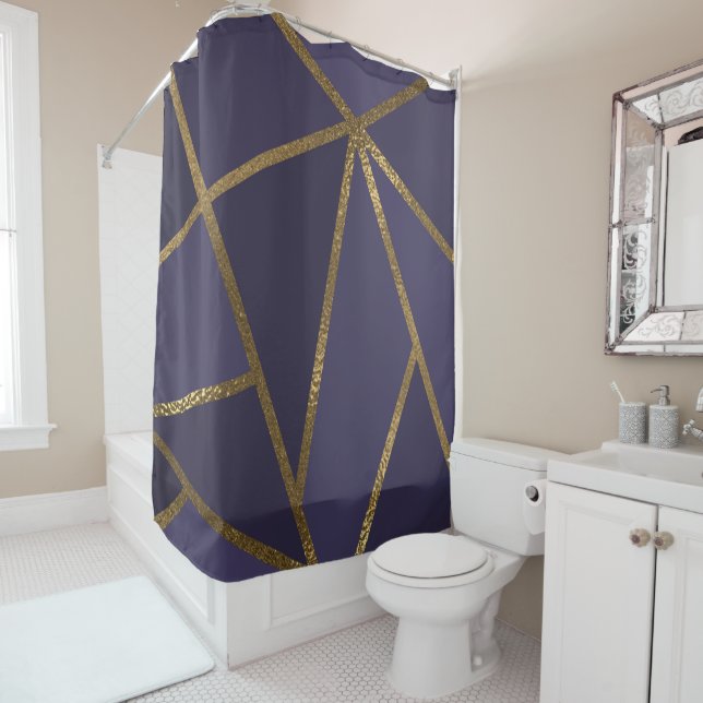 Eggplant Lila Gold Bronze Geometric Glam Chic Duschvorhang (Beispiel)