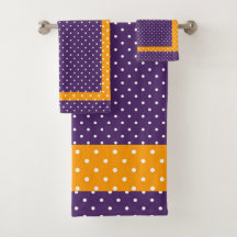 Eggplant Lila + Gold Polka Dot
