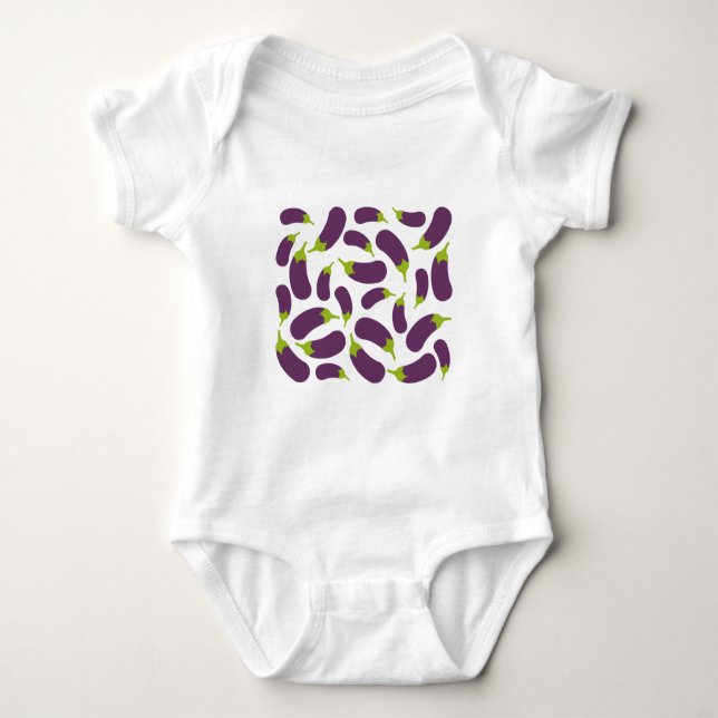 Eggplant Lila Pflanzenmuster Baby Strampler (Vorderseite)