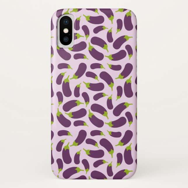 Eggplant Lila Pflanzenmuster Case-Mate iPhone Hülle (Rückseite)