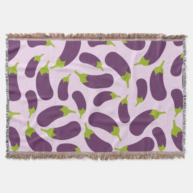 Eggplant Lila Pflanzenmuster Decke (Vorderseite)