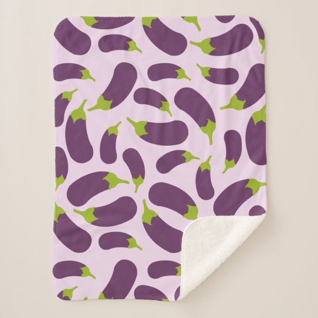 Eggplant Lila Pflanzenmuster Sherpadecke (Vorderseite)