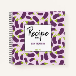Eggplant Lila pflanzliches Lederrezept Notizbuch
