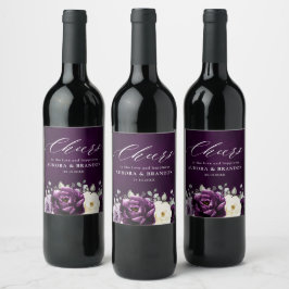 Eggplant Lila Plum Elfenbeinblütenhochzeit Wi Weinetikett
