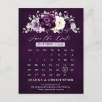 Eggplant Lila Plum Ivory Save the Date weiß