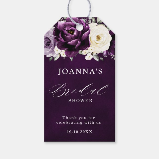 Eggplant Lila Plum Ivory White Brautparty Gi Geschenkanhänger (Vorderseite)