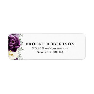 Eggplant Lila Plum Ivory White Wedding Address