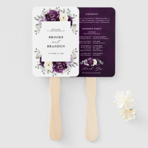 Eggplant Lila Plum Ivory White Wedding Program H Fächer