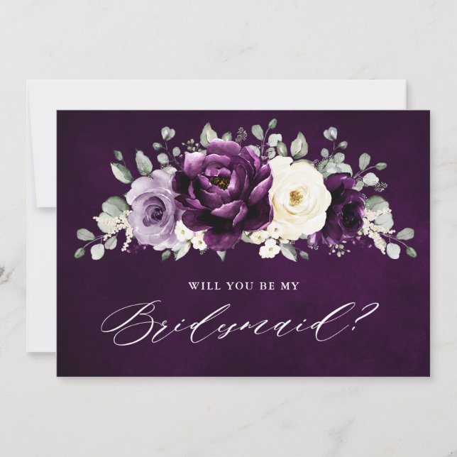 Eggplant Lila Plum Werden Sie mein Bridesmaid-Inv Einladung (Vorderseite)