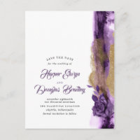 Eggplant Lila- und Gold-Glitzer Save the Date
