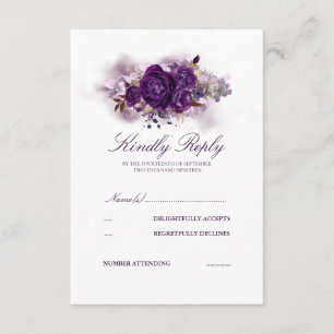 Eggplant Lila Wasserfarben Hochzeitswetter RSVP Karte