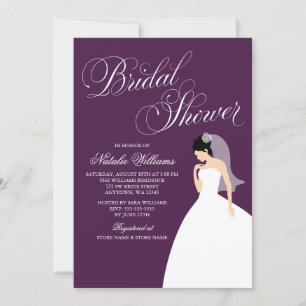 Eggplant Lila Wedding Gown Brautparty Einladung