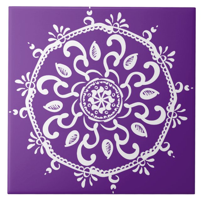 Eggplant Mandala Fliese (Vorderseite)