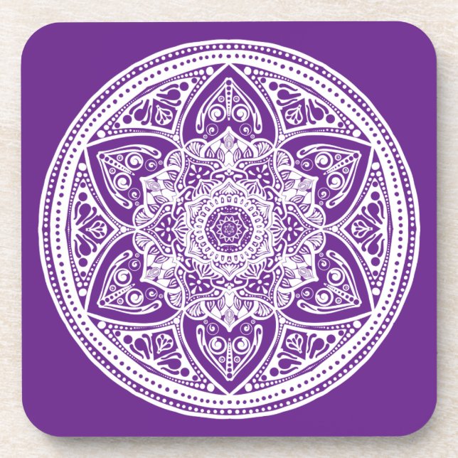 Eggplant Mandala Getränkeuntersetzer (Vorderseite)
