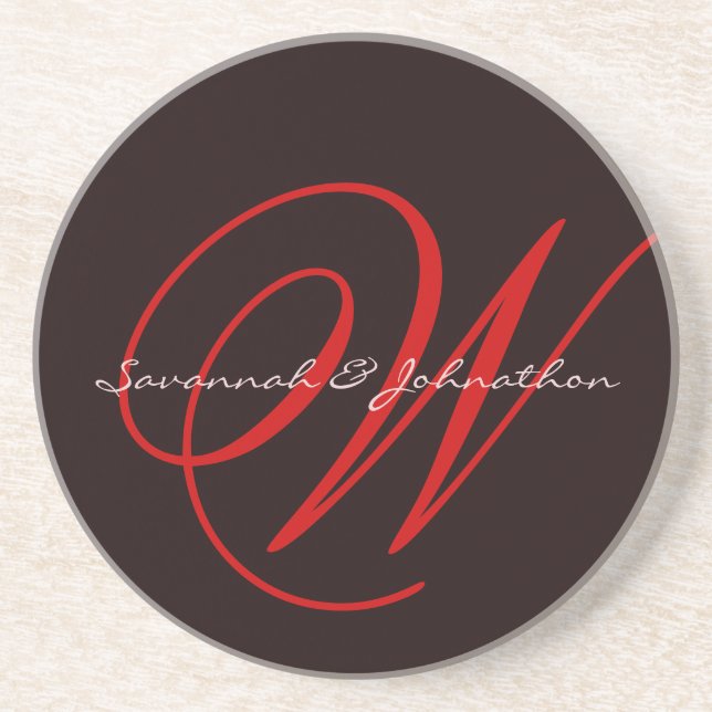 Eggplant Monogram Wedding Anniversary Untersetzer (Vorne)