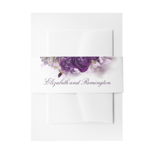 Eggplant Purple Flowers Elegante Wedding Einladungsbanderole (Vorderseite Beispiel)
