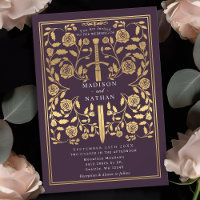 Eggplant Royal Medieval Gold Sword Wedding
