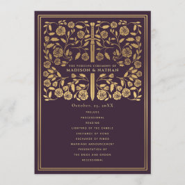 Eggplant Royal Medieval Sword Wedding Program Programm