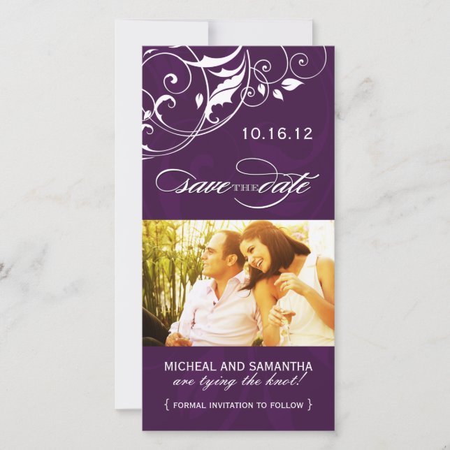 Eggplant Save the Date Foto Cards (Vorderseite)