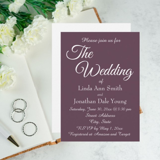 Eggplant Simple Style Wedding Einladung (In Situ Wedding)