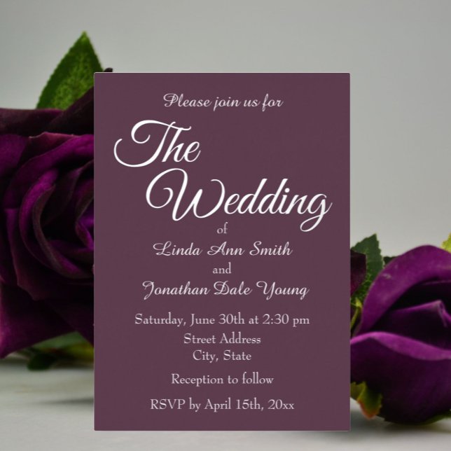 Eggplant Simple Style Wedding Folieneinladung (In Situ Wedding)