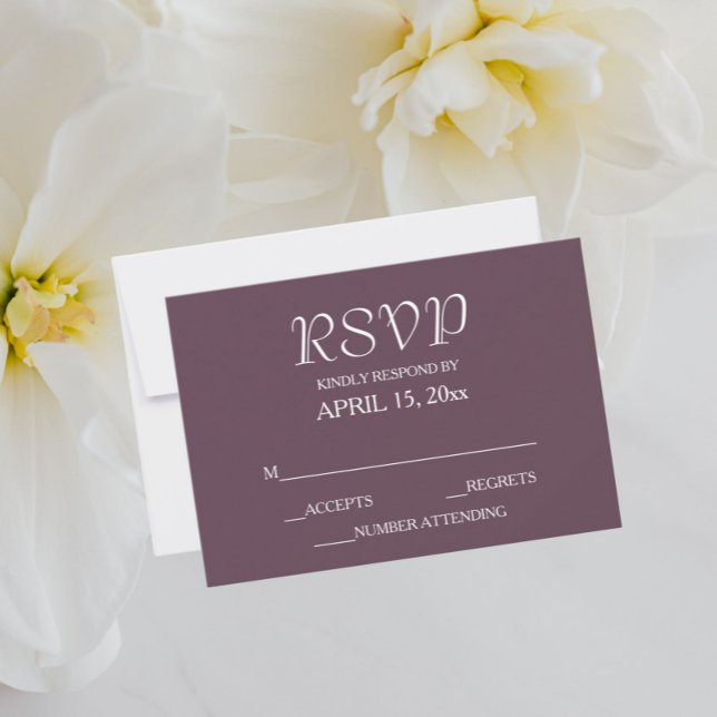 Eggplant Simple Style Wedding RSVP Karte (In Situ Wedding)