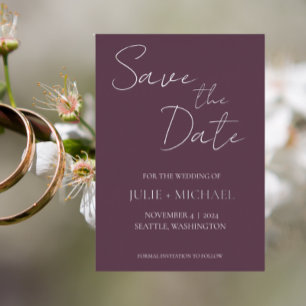 Eggplant Simple Style Wedding Save the Date Folieneinladung