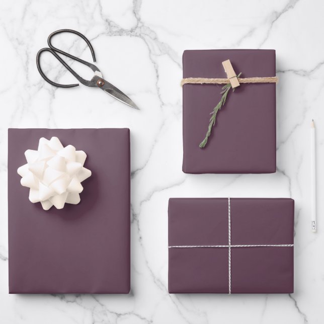 Eggplant Solid Color Geschenkpapier Set (Vorderseite)