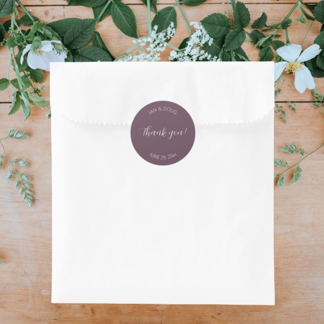 Eggplant Stylized Wedding Vielen Dank Runder Aufkleber (In Situ Wedding)