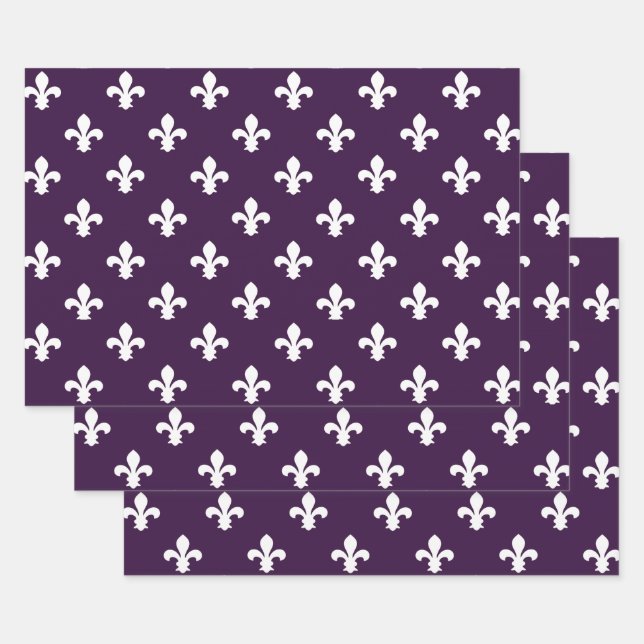 Eggplant Südliche Hütte Fleur de Lys Geschenkpapier Set (Set)