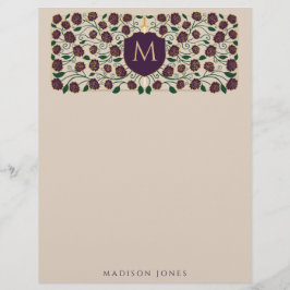 Eggplant Sword & Shield Medieval Fantasy Monogram Briefbogen