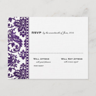 Eggplant Vintag Damask Lace Wedding RSVP
