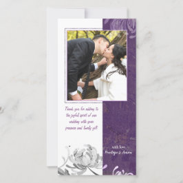 Eggplant White Floral Wedding Danke Foto Card